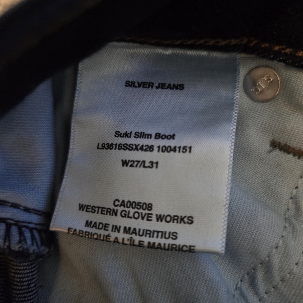 Silver Jeans Co Suki Slim Boot Jeans W27 L31 Dark Wash Mid Rise - Picture 6 of 12
